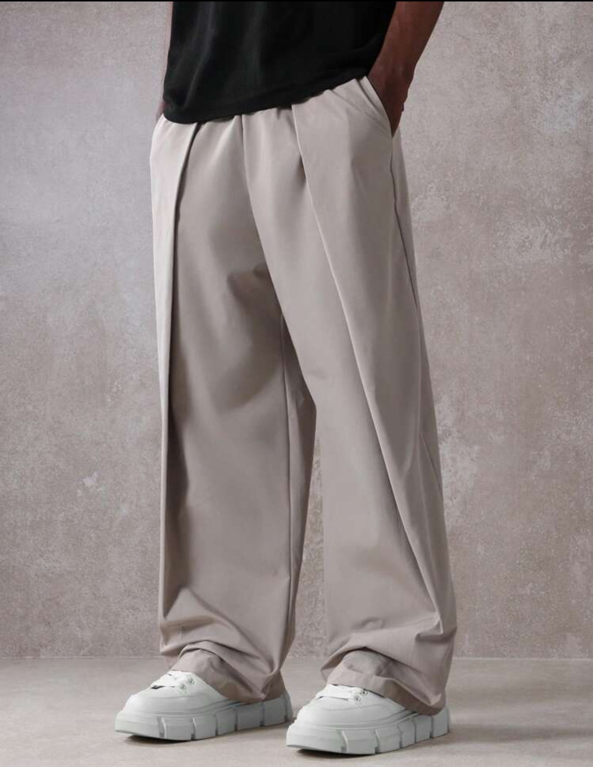 Barrel Wide Pants in Beige