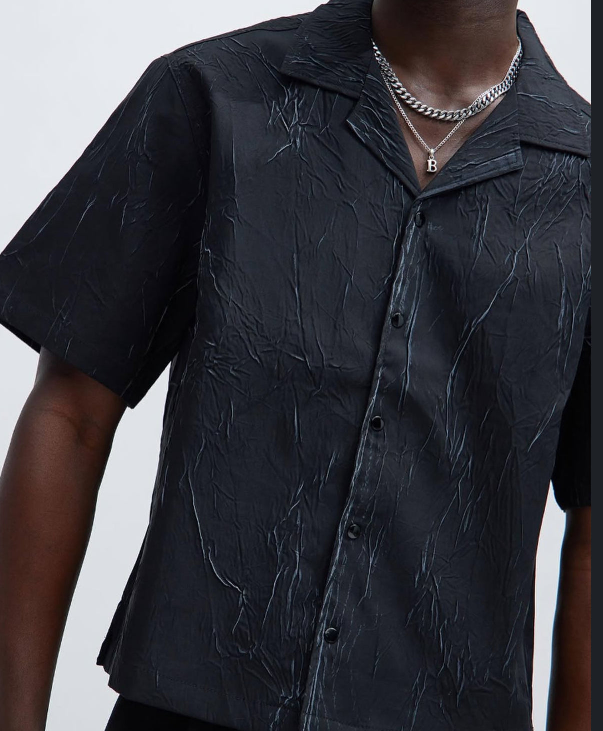 Textured Short Sleeve Shirt in Black