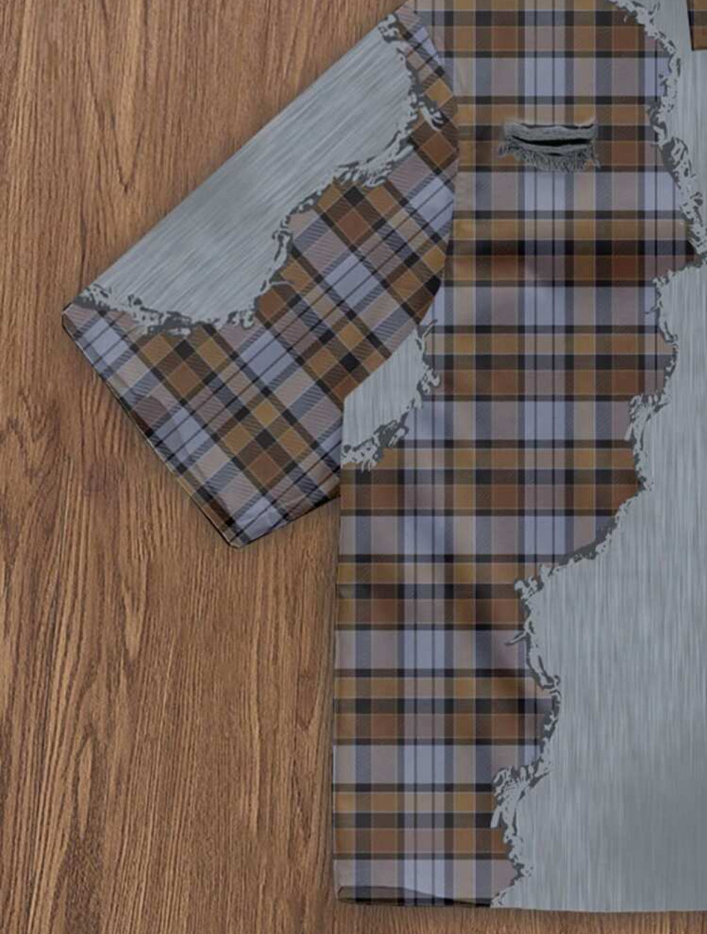 Shirt with intricate design in checked brown