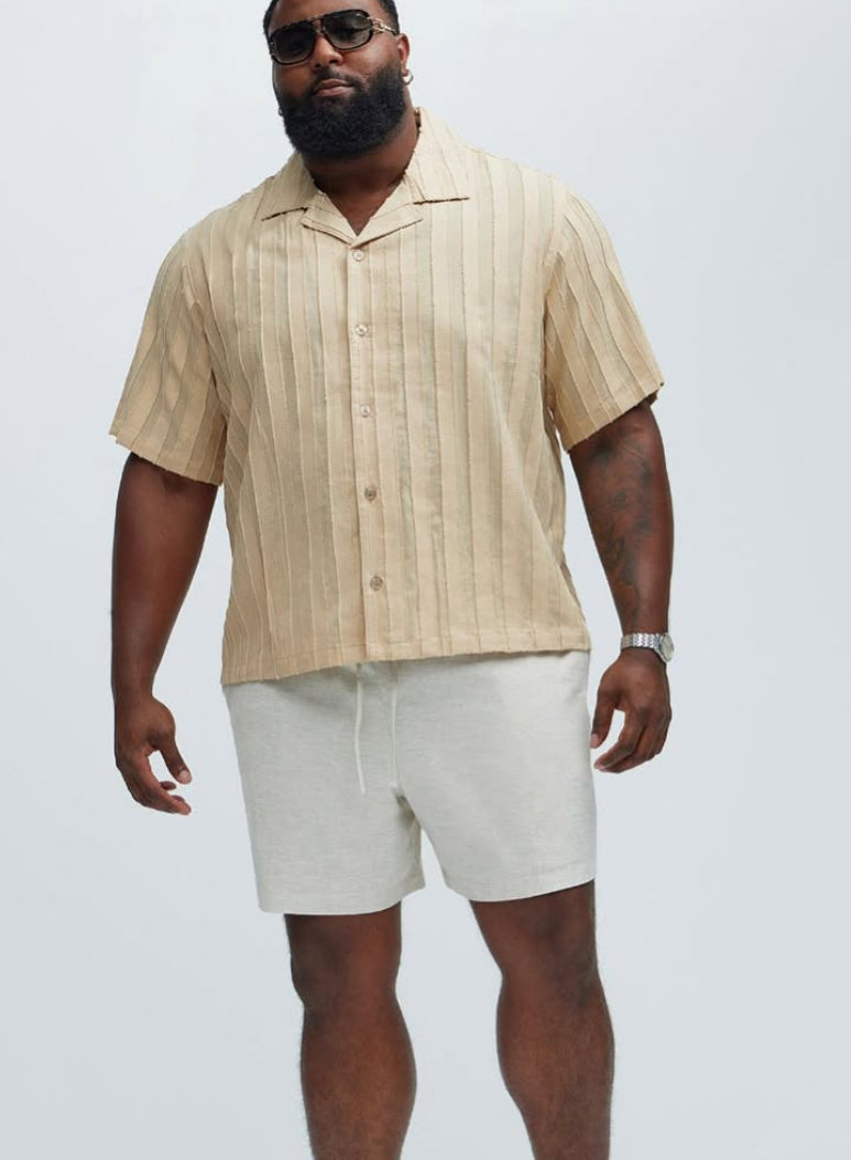 Frayed Boxy Shirt in Beige