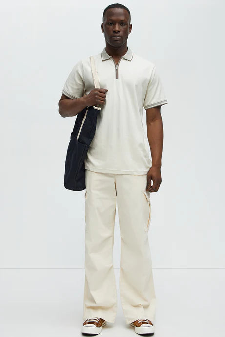 Polo shirt with zip in white