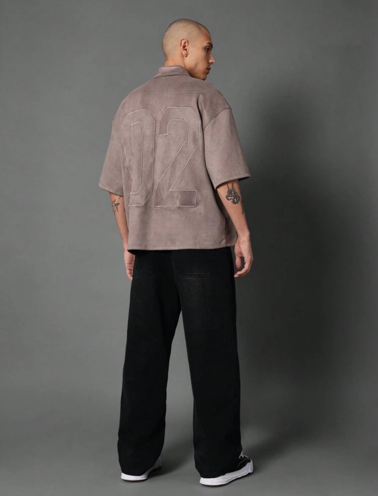 Velvet zip up overshirt in beige