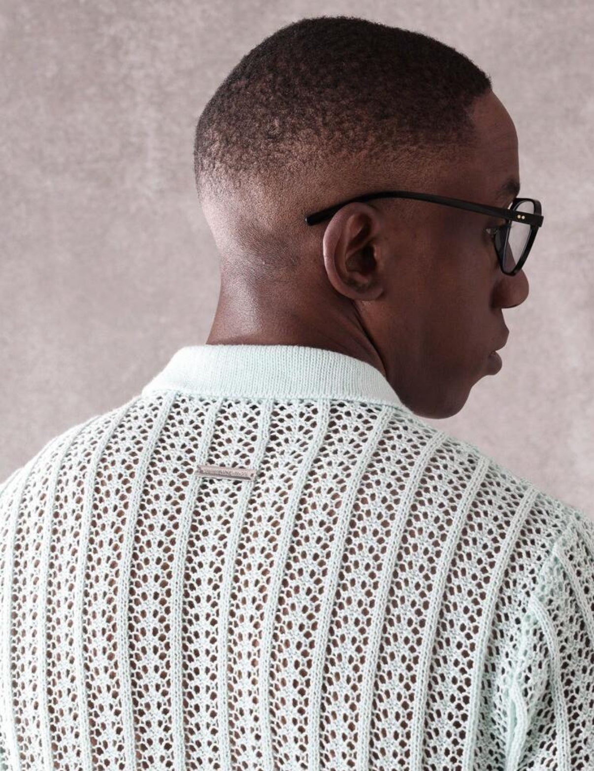 Knitted Polo Shirt with a zip in Mint Green