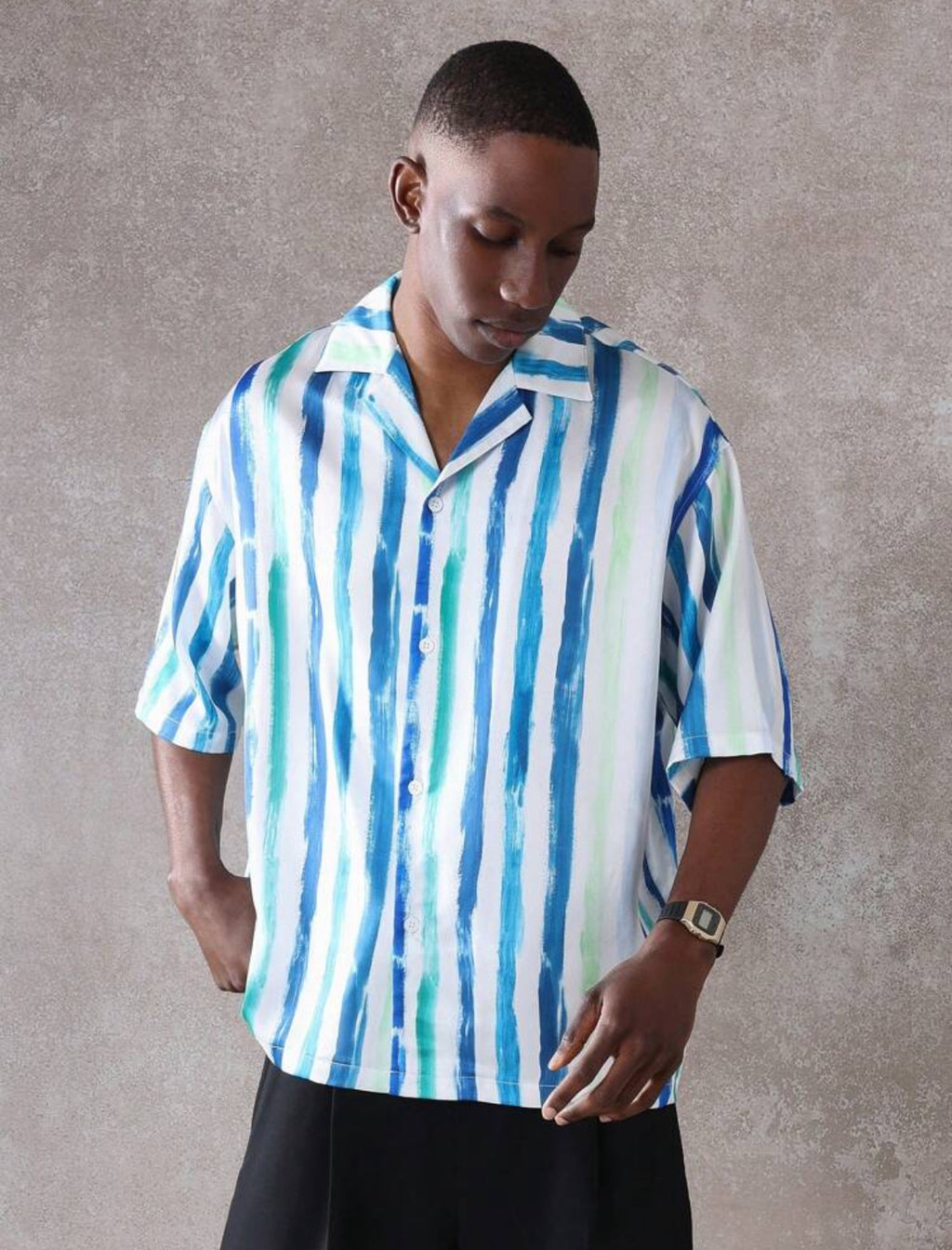 Boxy Shirt in Stripped Blue and White