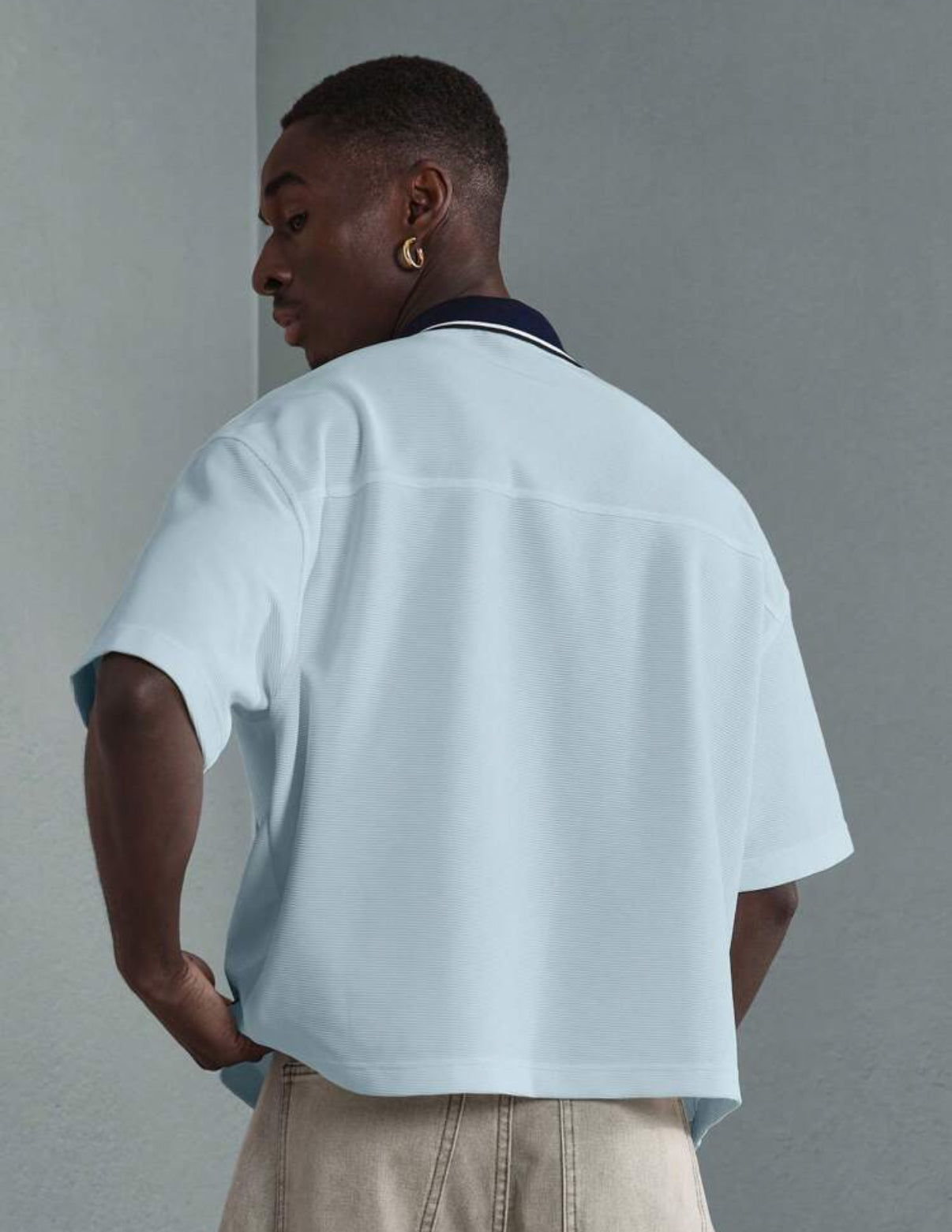 Oversized polo shirt in Blue