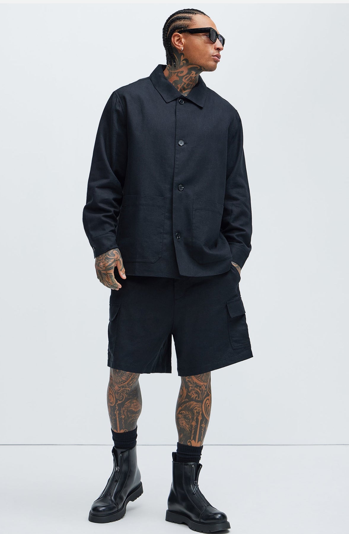 Linen Jacket in light Black