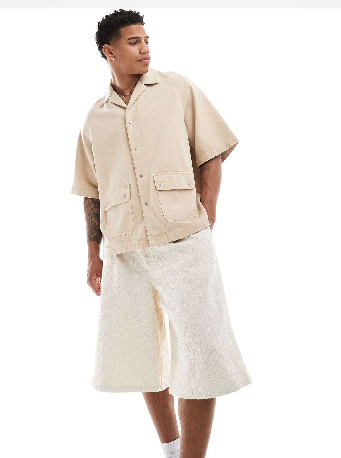 Denim Shirt in Beige