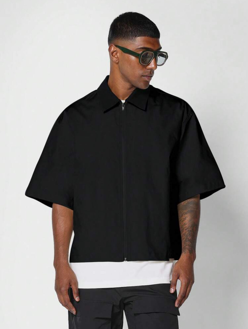 Boxy fit shirt with creative director print in black