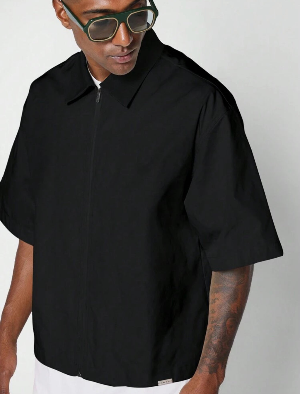 Boxy fit shirt with creative director print in black