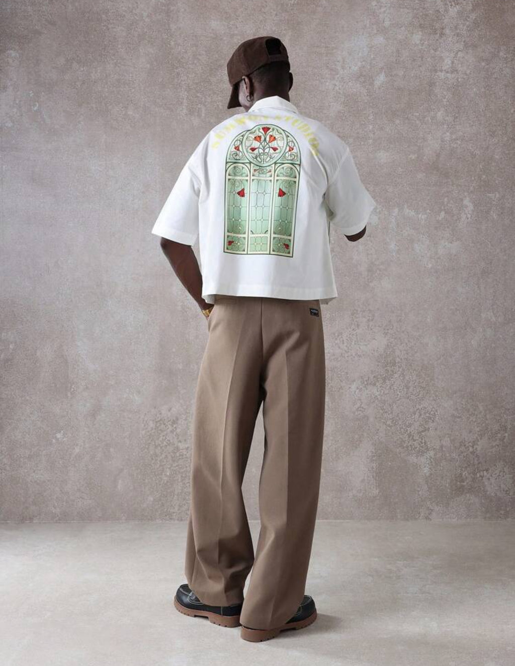 Sumwon premium boxy fit shirt with church window print in white