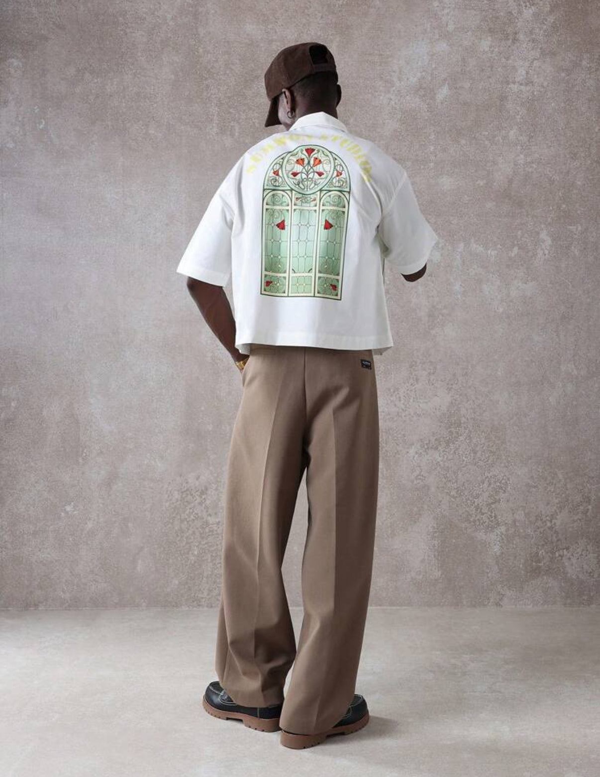 Sumwon premium boxy fit shirt with church window print in white