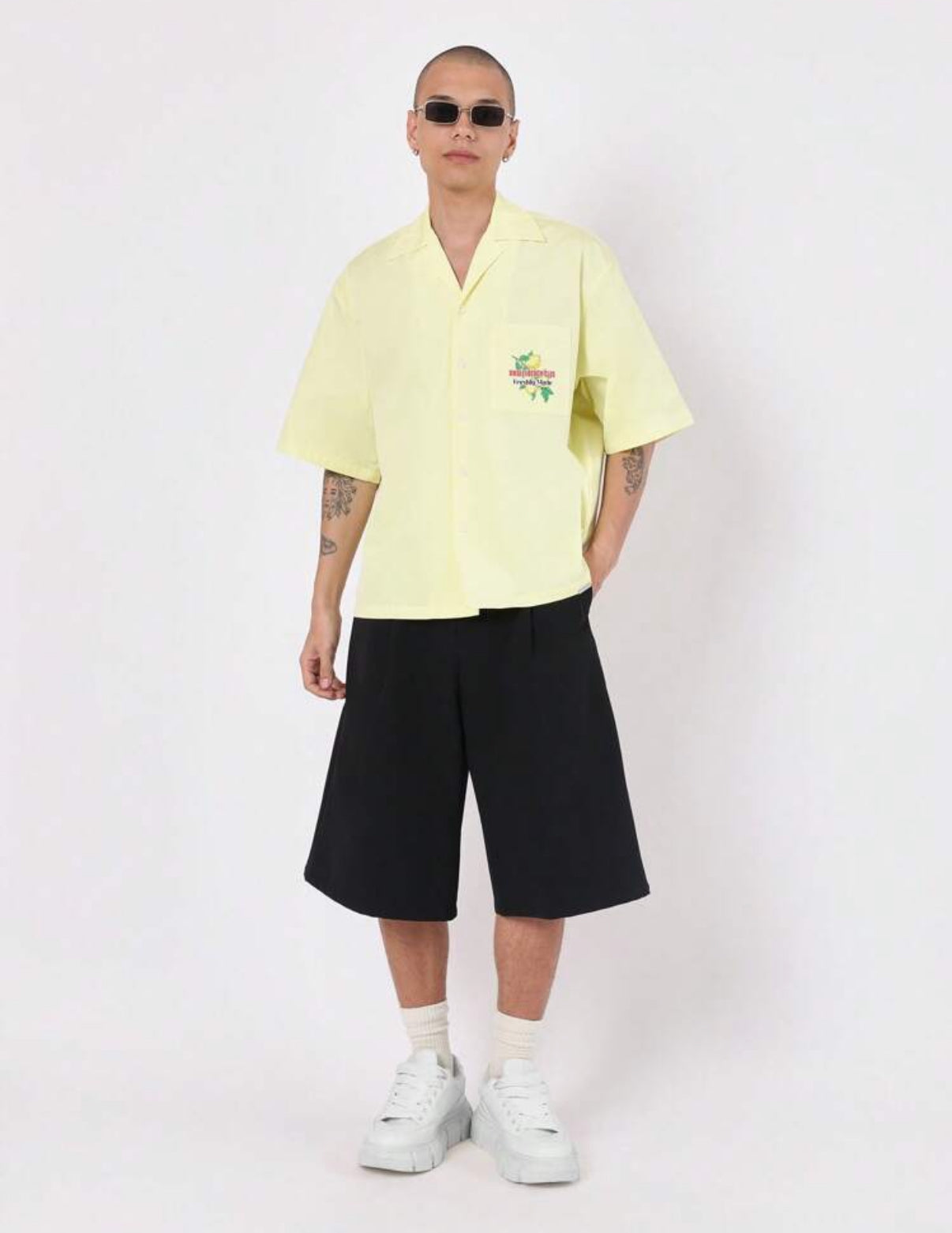 Beach Resort Boxy Shirt with back print in bright yellow