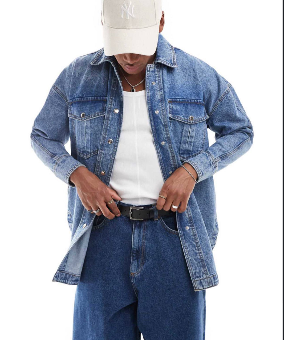 Denim Longline Jacket in Blue