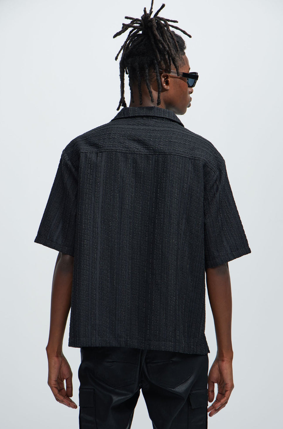Premium Textured Short Sleeve Shirt in Black
