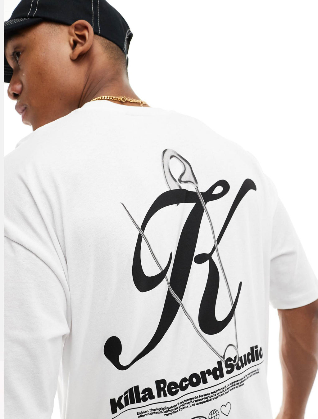 Oversized T-shirt with Back print in White