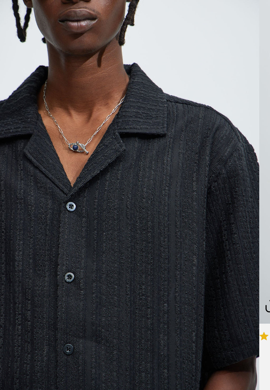 Premium Textured Short Sleeve Shirt in Black