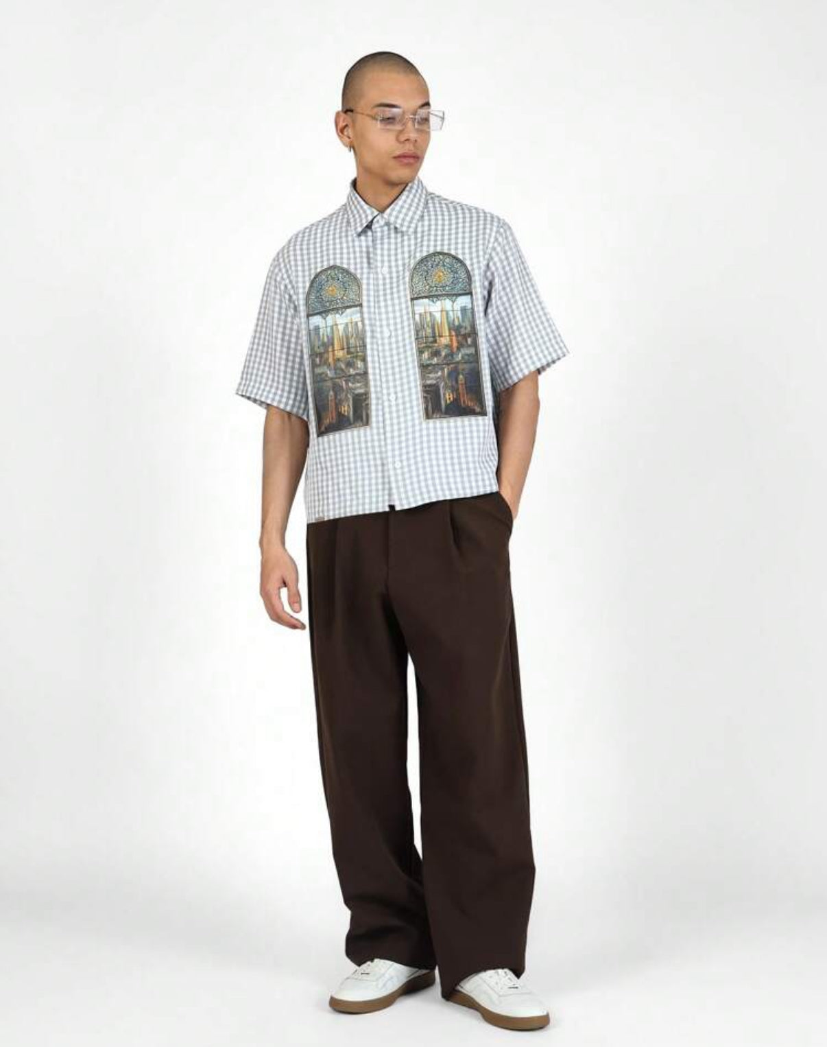 Boxy Shirt in pale blue and white