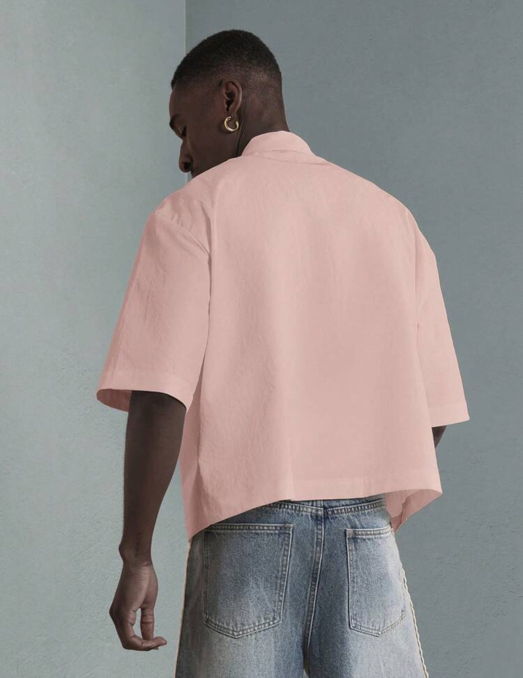 Premium Boxy fit shirt with Santorini print in white