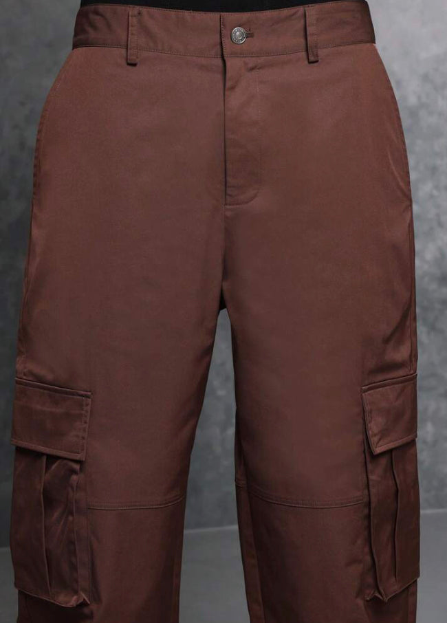 Wide Leg Pants with side Pockets in Brown