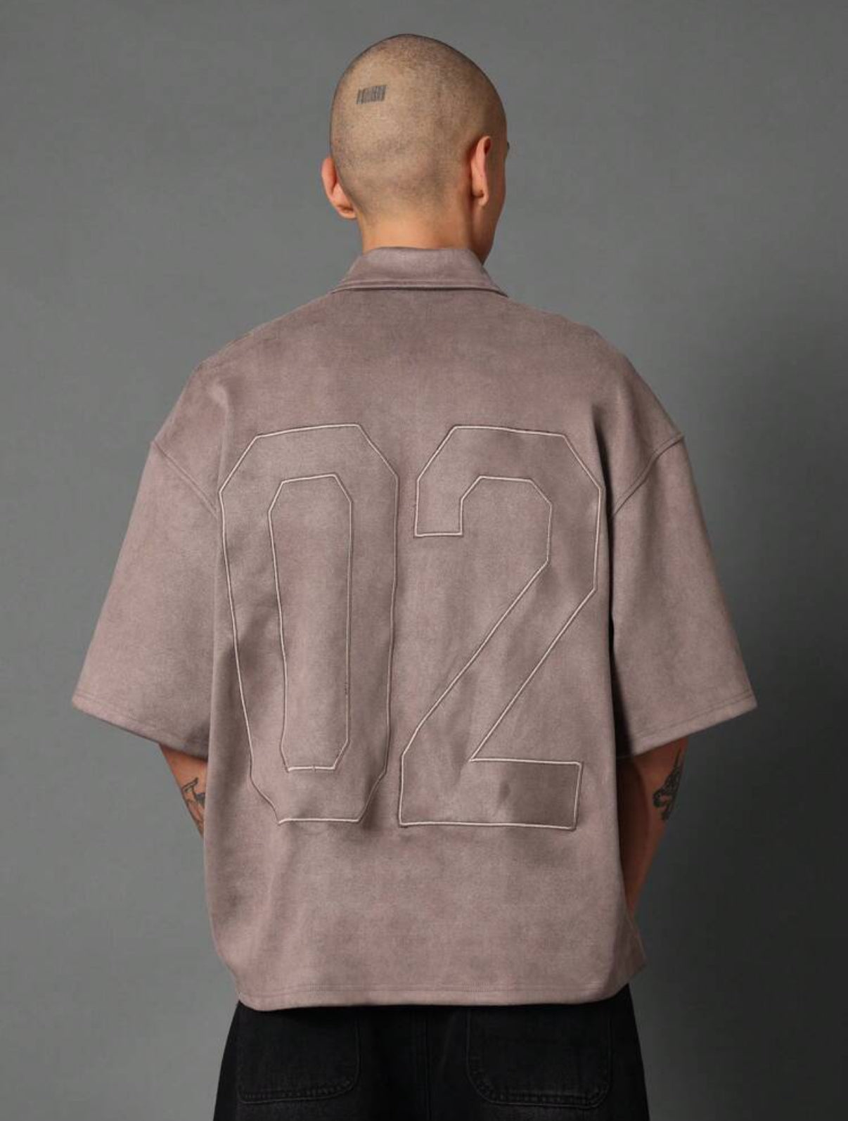 Velvet zip up overshirt in beige