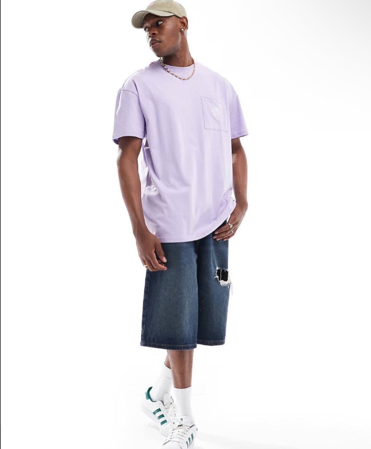 Oversized T-shirt with Pocket in Purple