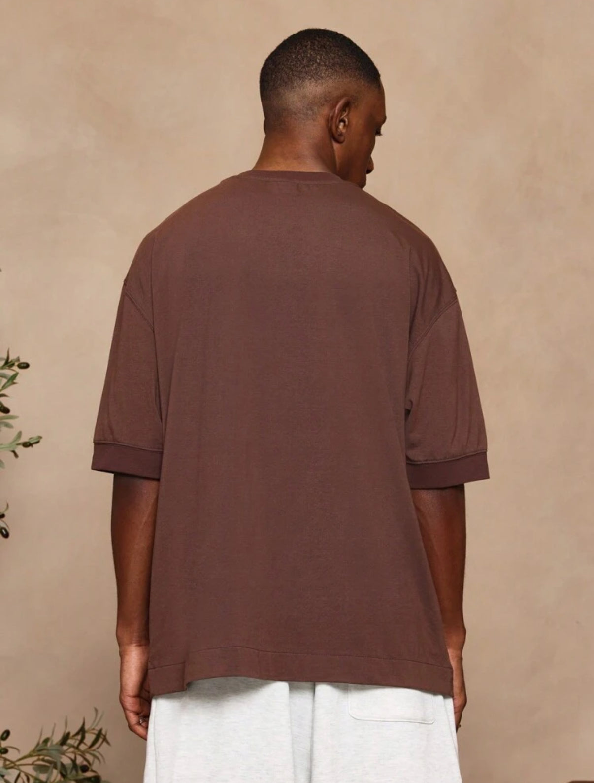 Oversized heavy t-shirt in brown