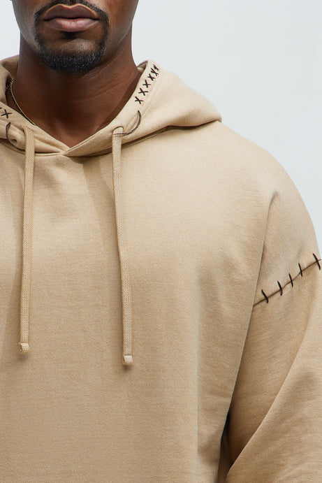 Hoodie with thread detail in beige