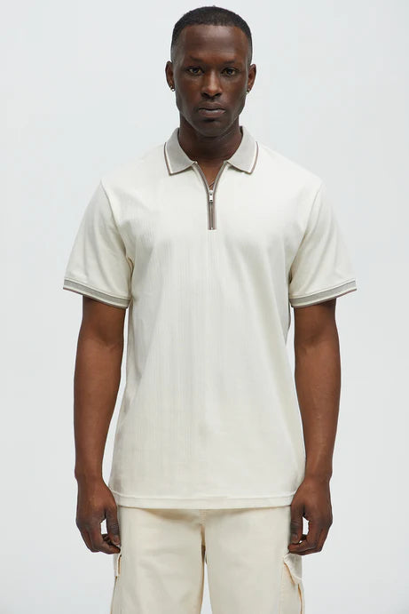 Polo shirt with zip in white