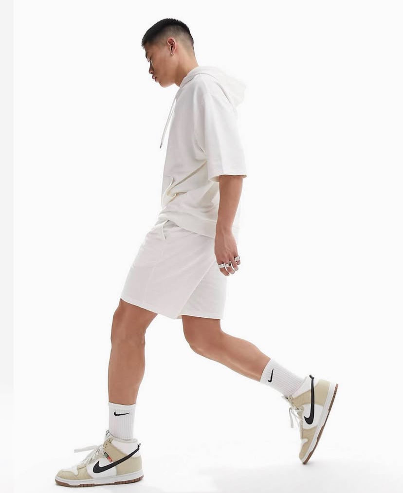 Short Sleeve Hoodie and Shorts in White