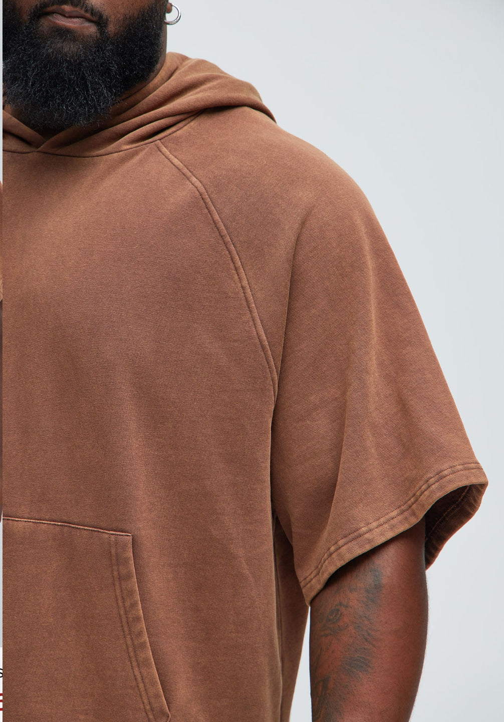 Short Sleeve Hoodie in Rust