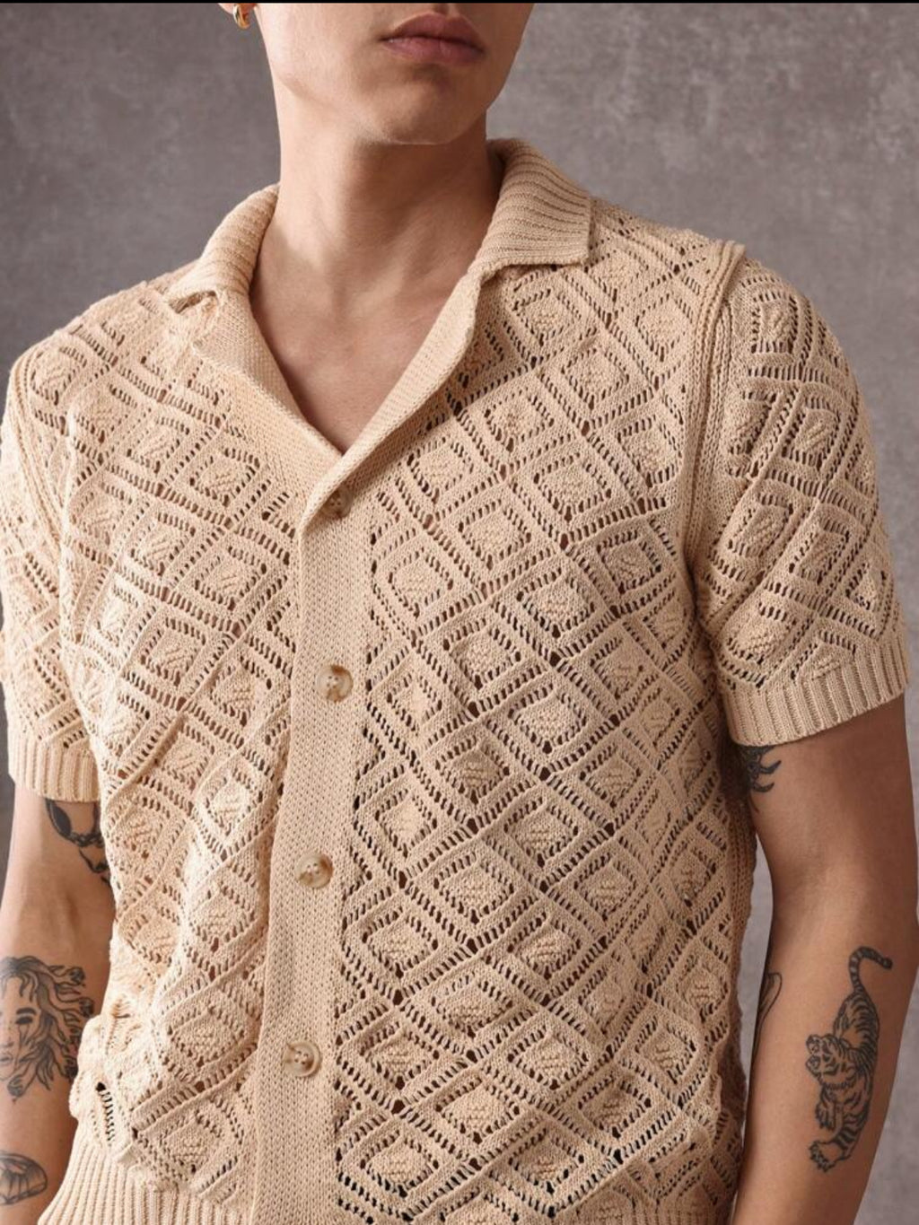 Knitted shirt in ecru