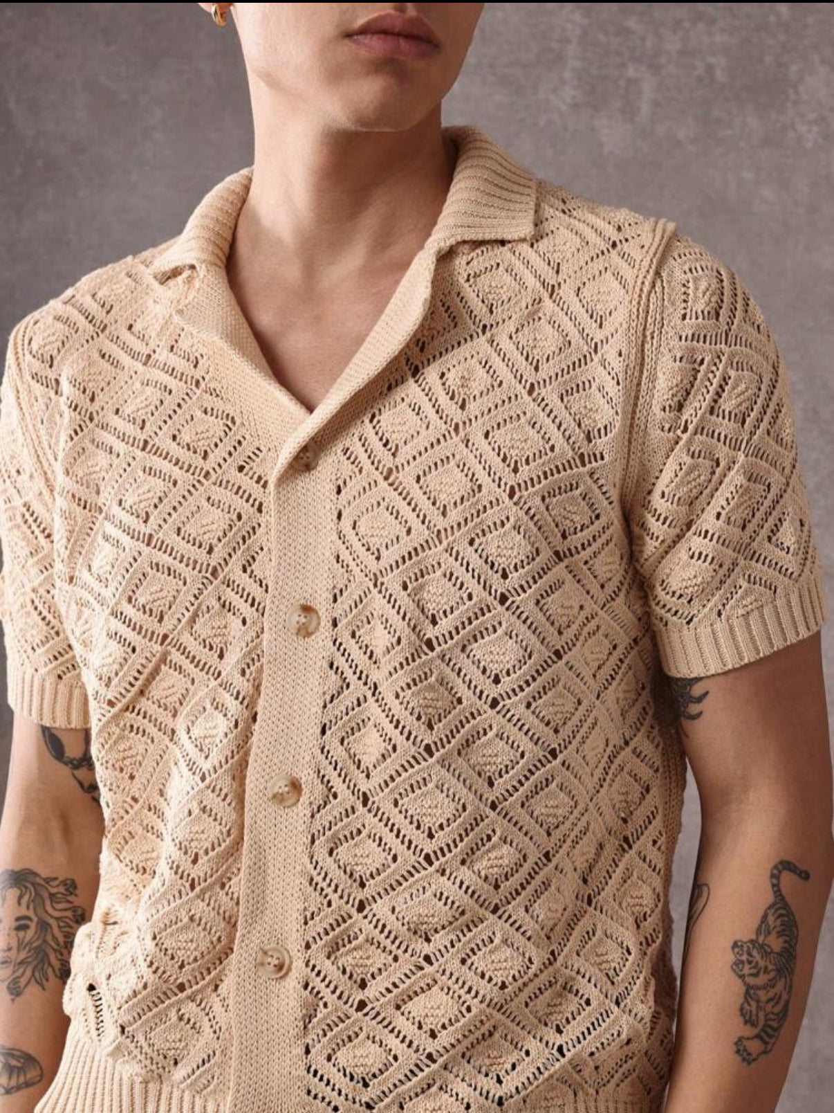 Knitted shirt in ecru