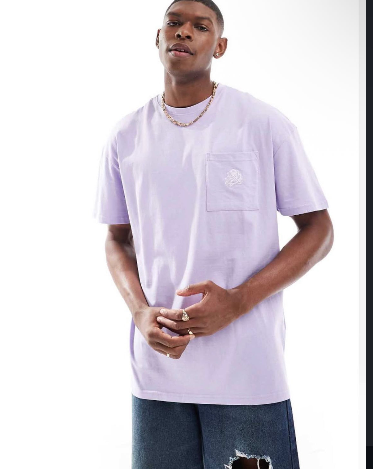 Oversized T-shirt with Pocket in Purple