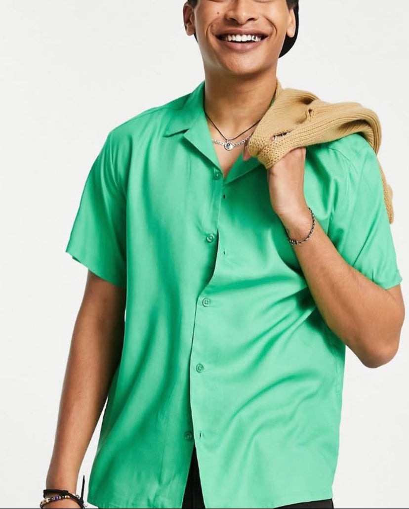 Wavy Short Sleeve Shirt in Green