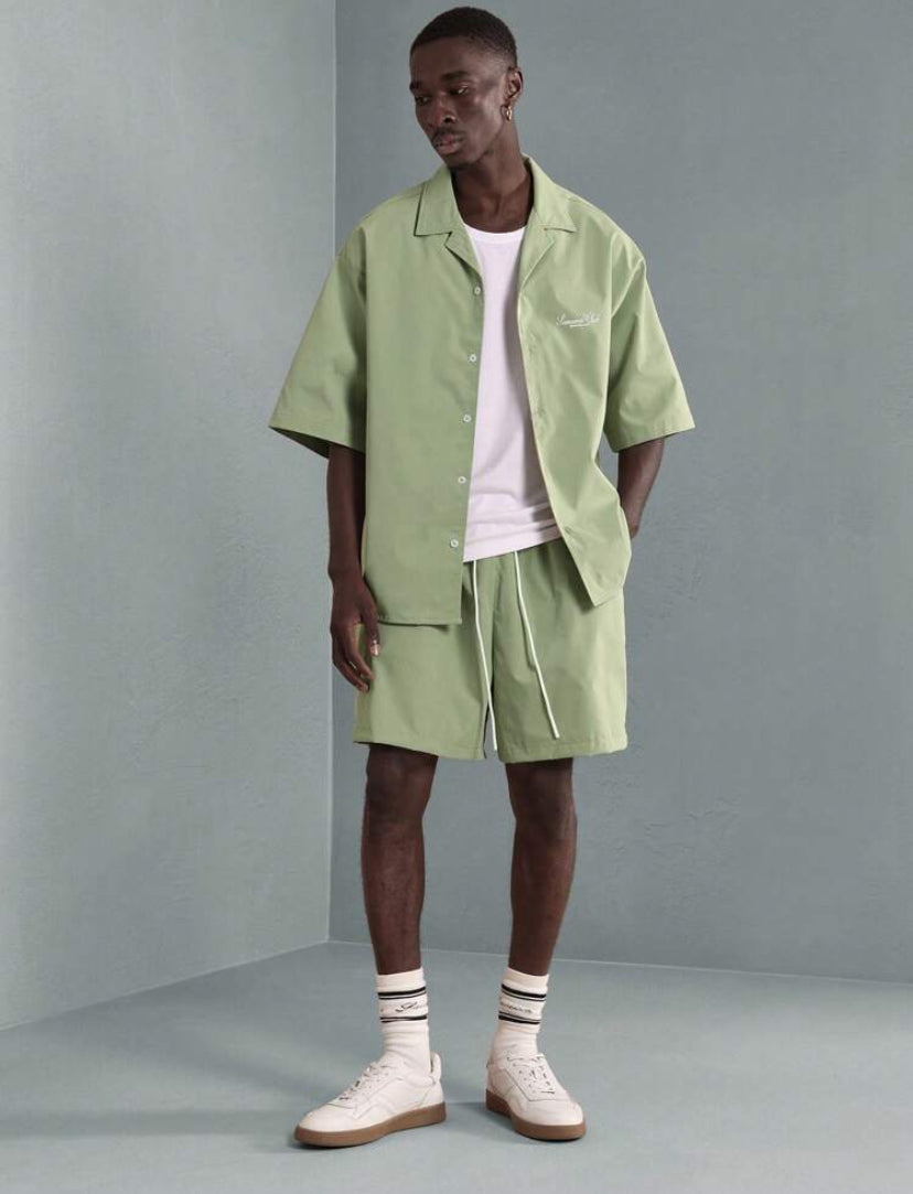 Oversized Shirt and Shorts 2 Piece in Green