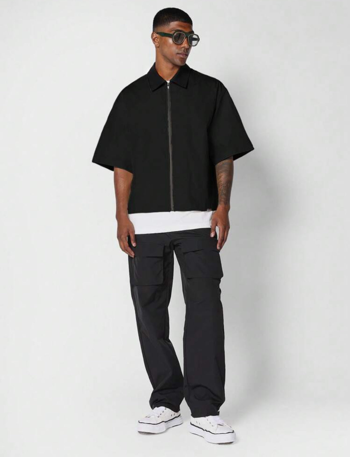 Boxy fit shirt with creative director back print in black