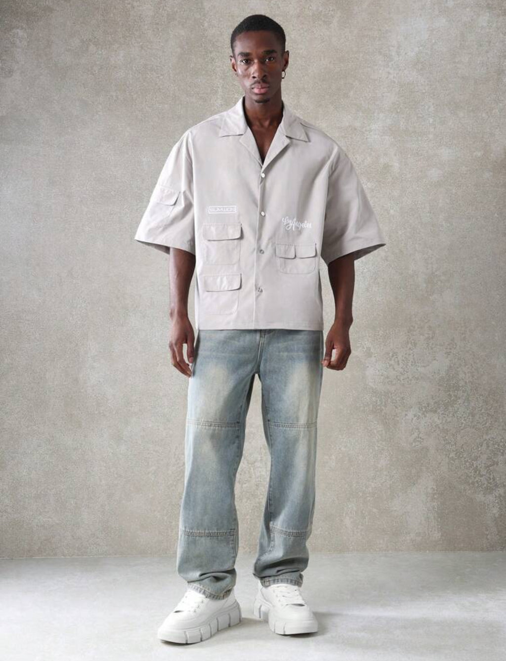 Boxy Utility Shirt in Grey