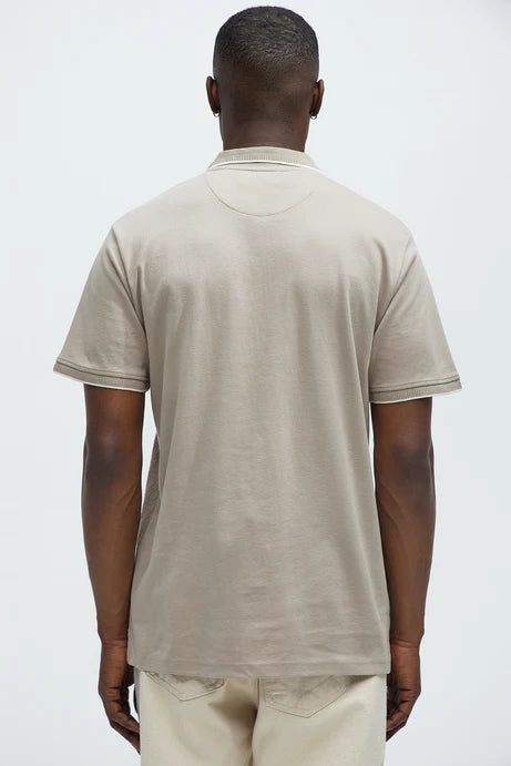 Polo shirt with zip in ecru