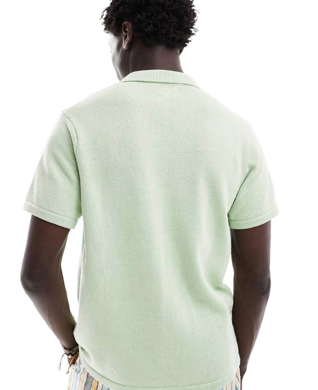 Knitted Button Up Shirt in Green