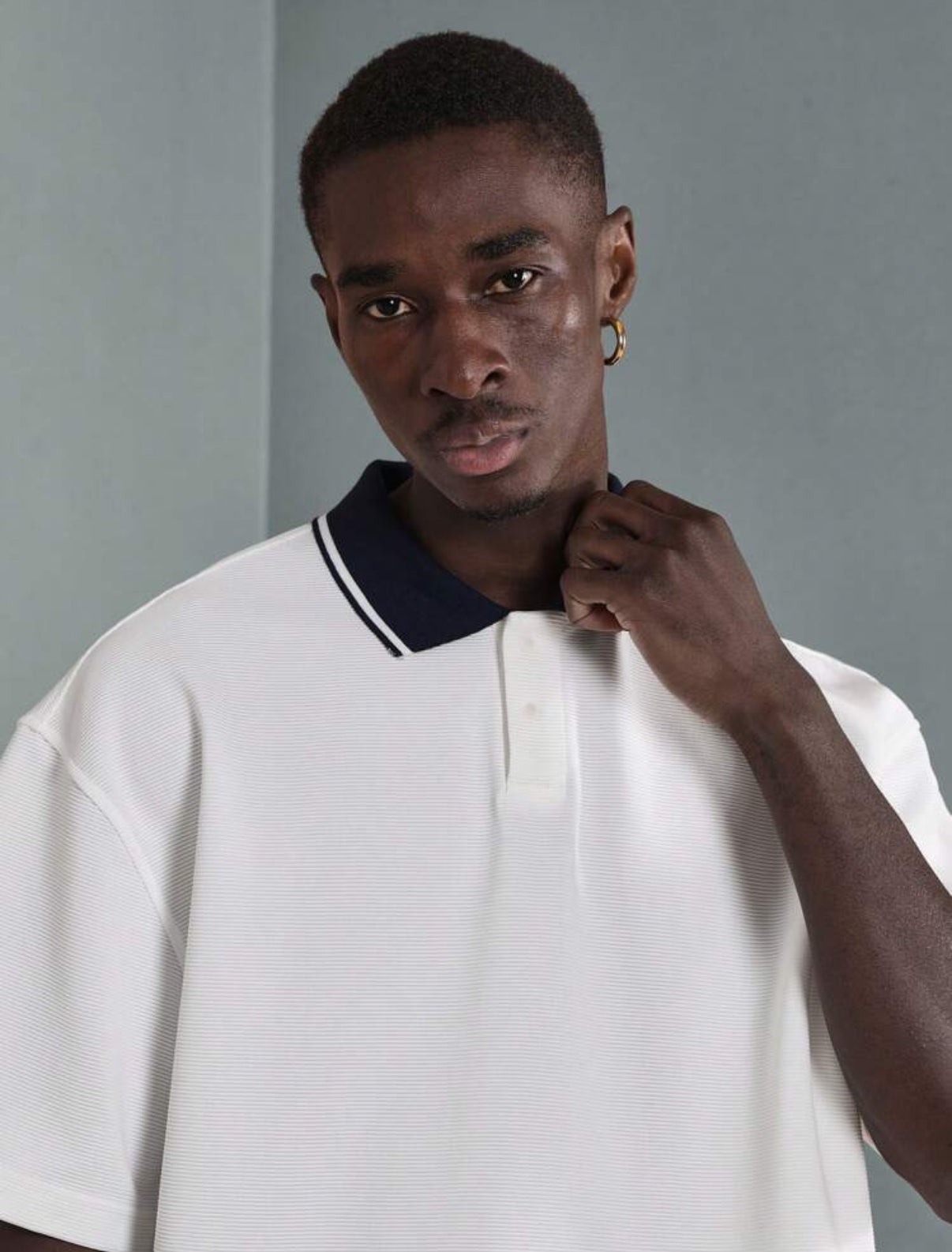 Oversized polo shirt in white
