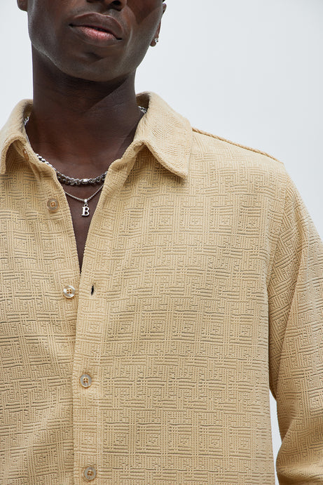 Textured long sleeve shirt in beige