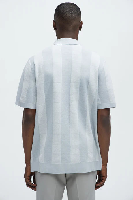 Polo shirt with zip in panel blue
