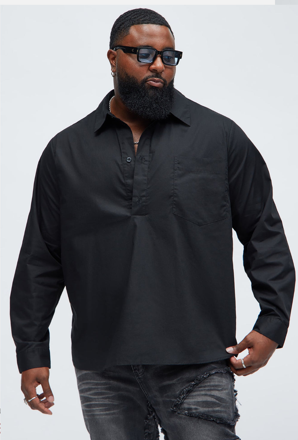 Popover shirt in Black