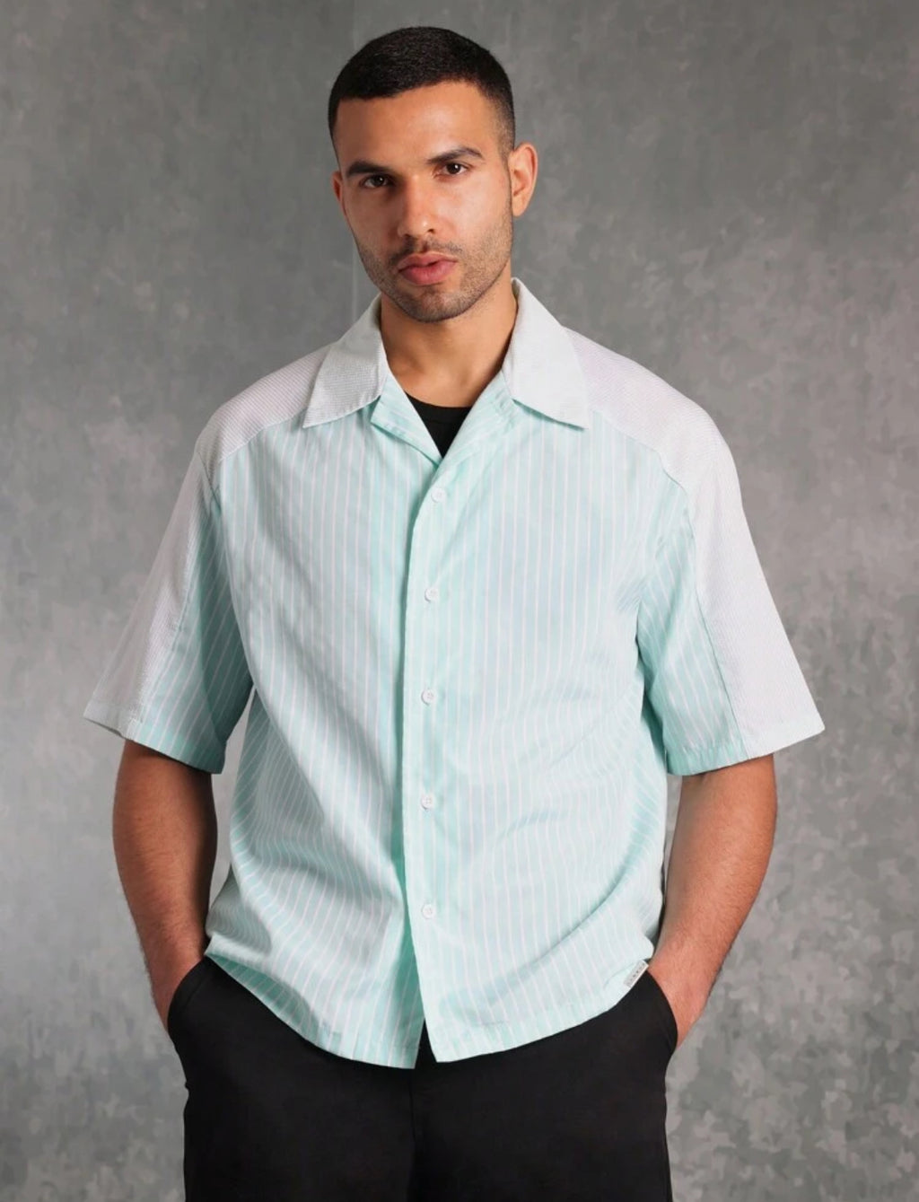 Boxy Fit Shirt in Striped green
