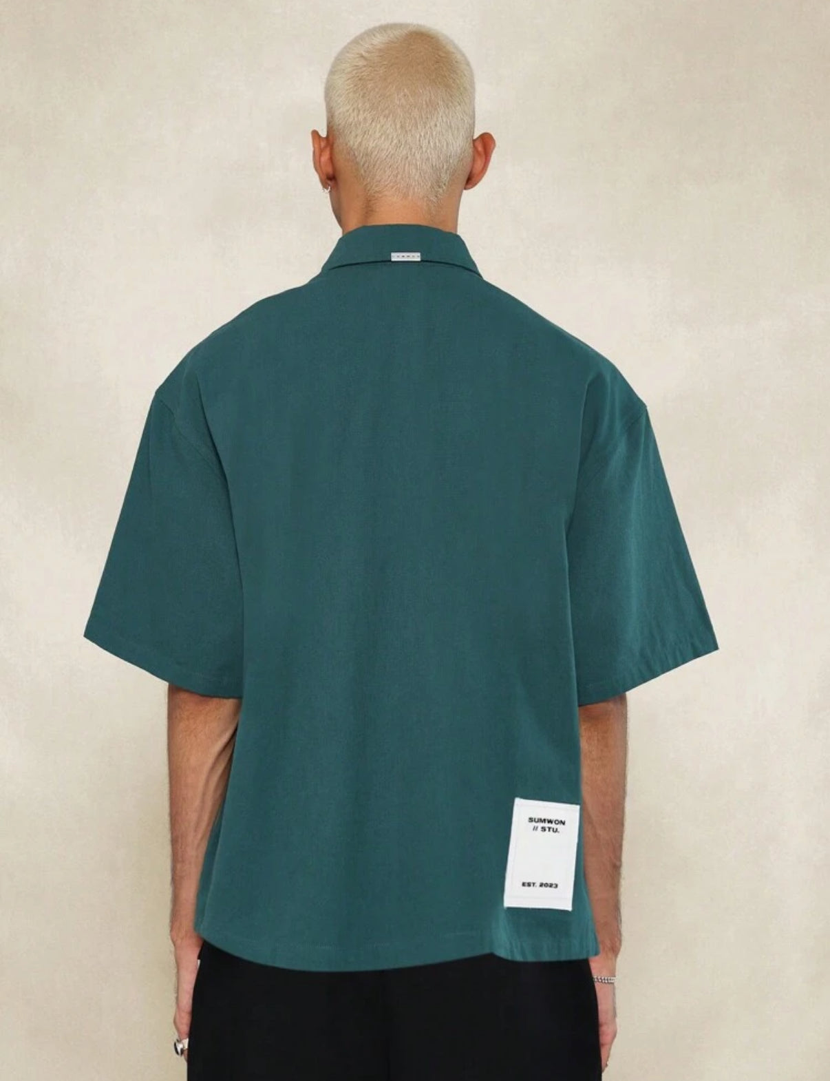 Denim Zip up Shirt in green