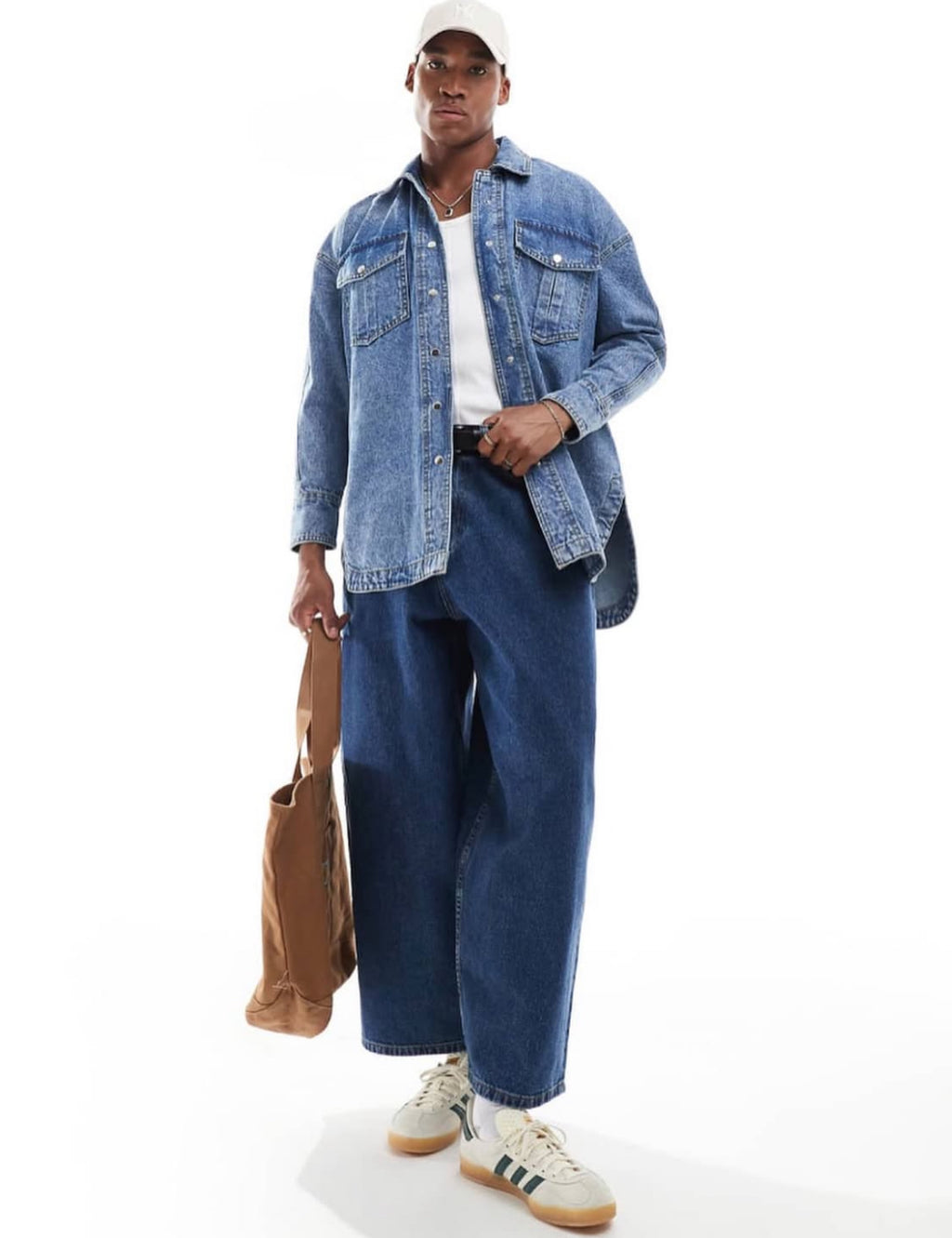 Denim Longline Jacket in Blue