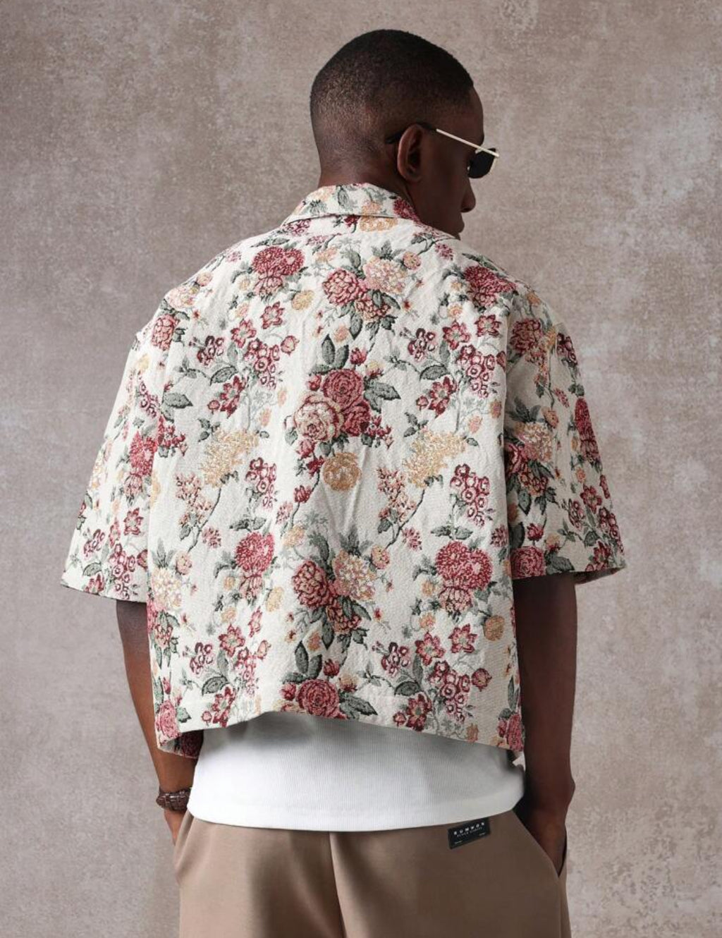 Oversized jacquard shirt in floral