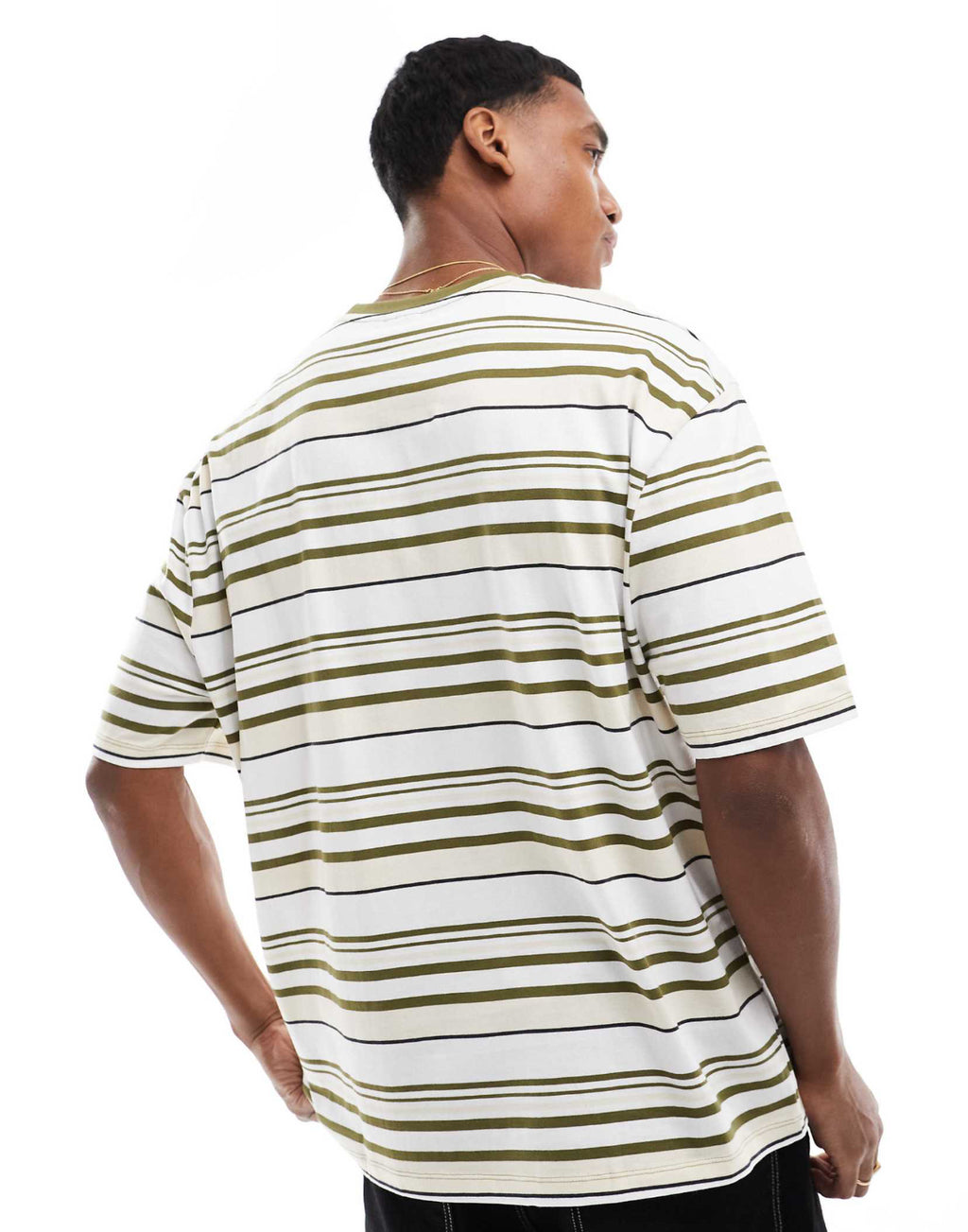 Oversized T-shirt in stripped green