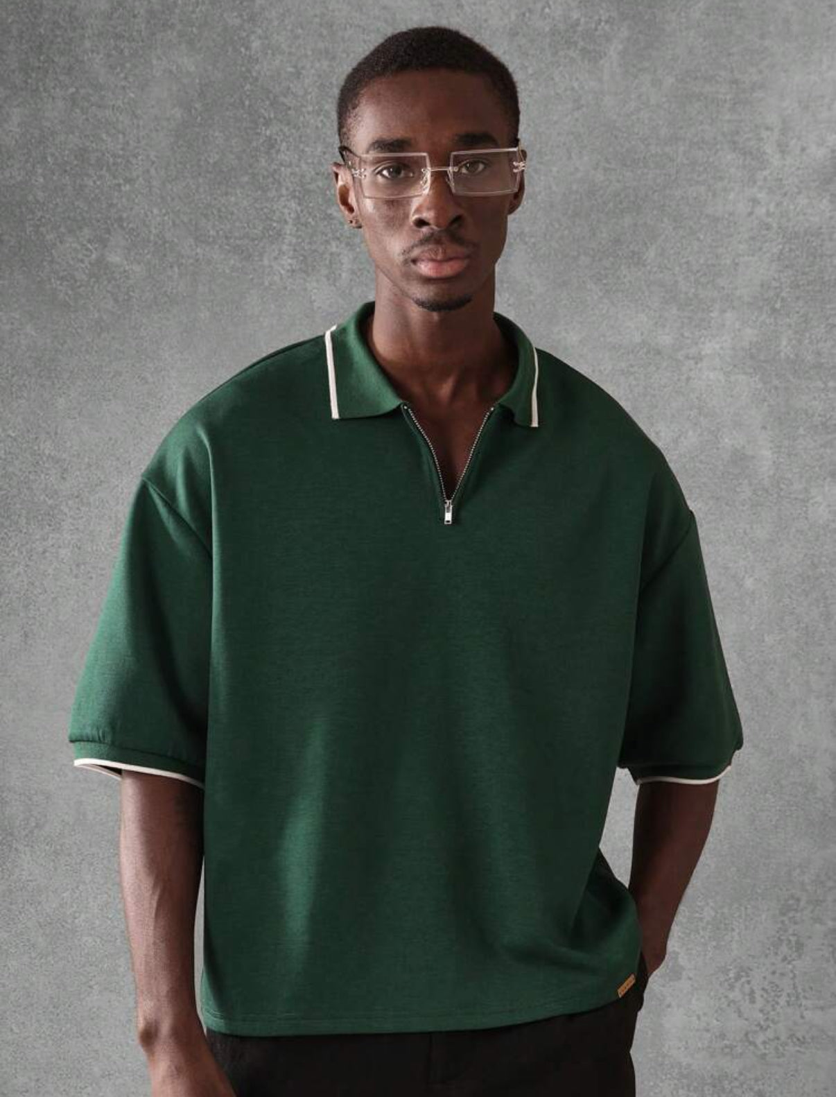 Oversized polo shirt in green