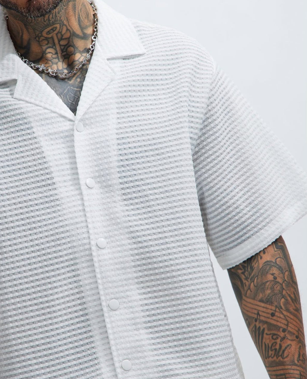 Revere Collar Boxy Shirt in White